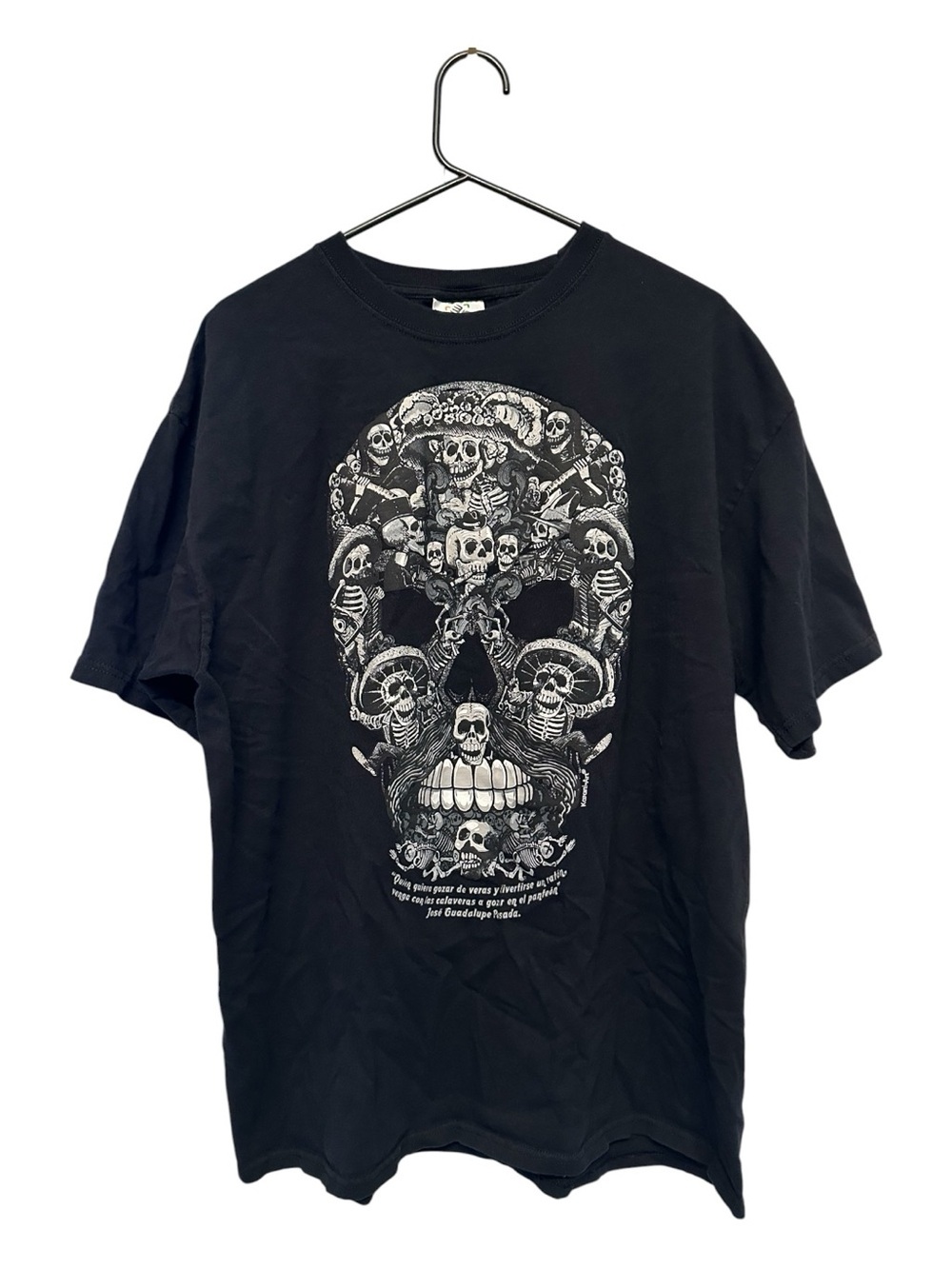 Day Of The Dead Themed Black Short Sleeve Mexican Skulls T-Shirt Size X-Large